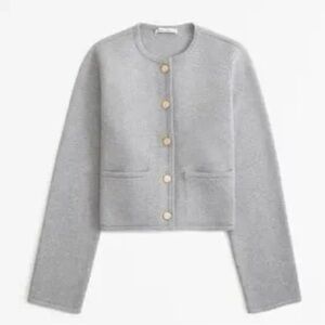 Abercrombie & Fitch Light Gray Button-Front Cardigan